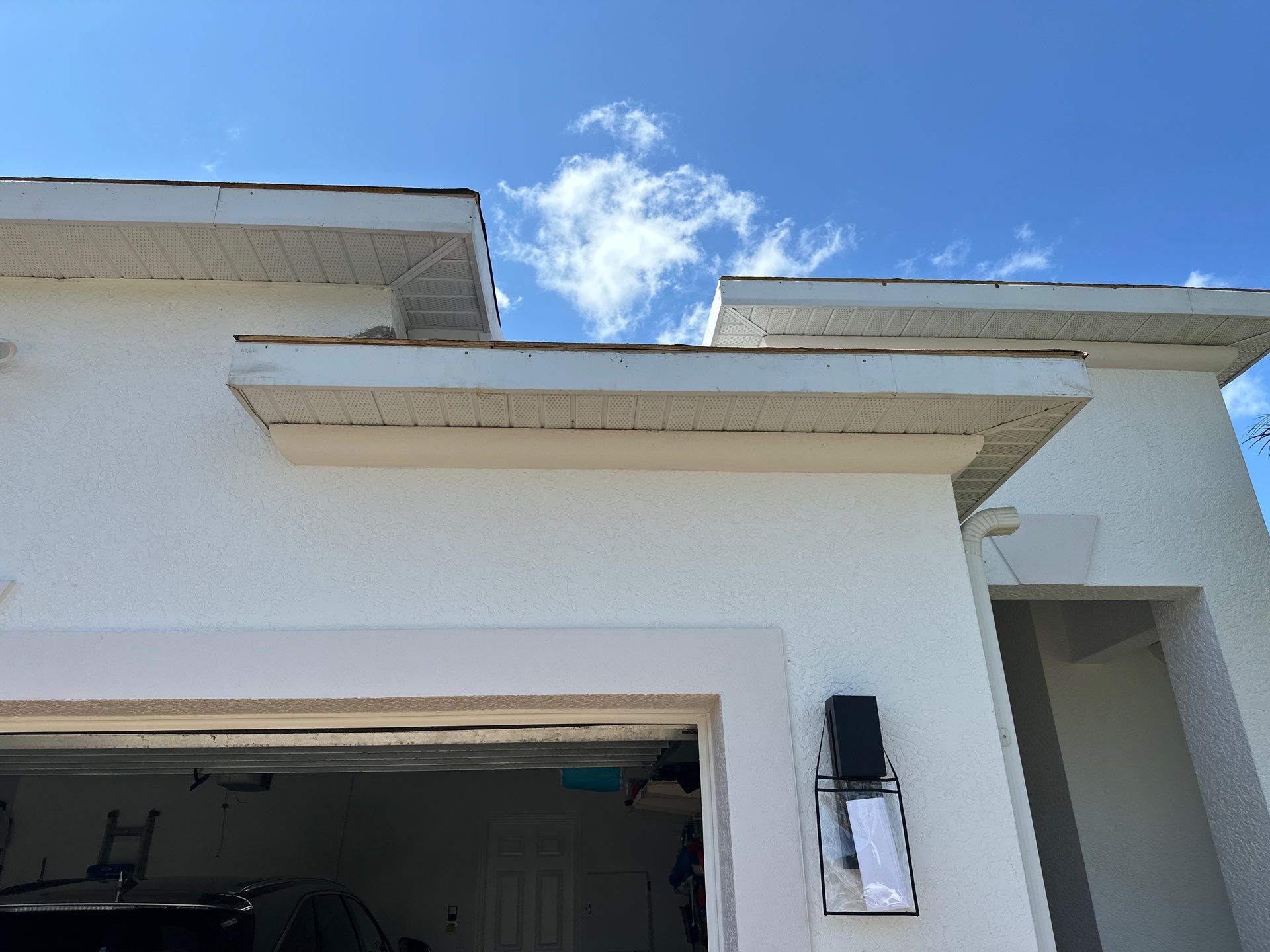 Commercial white building flat roof detail