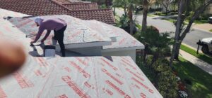 White membrane flat roof commercial detail