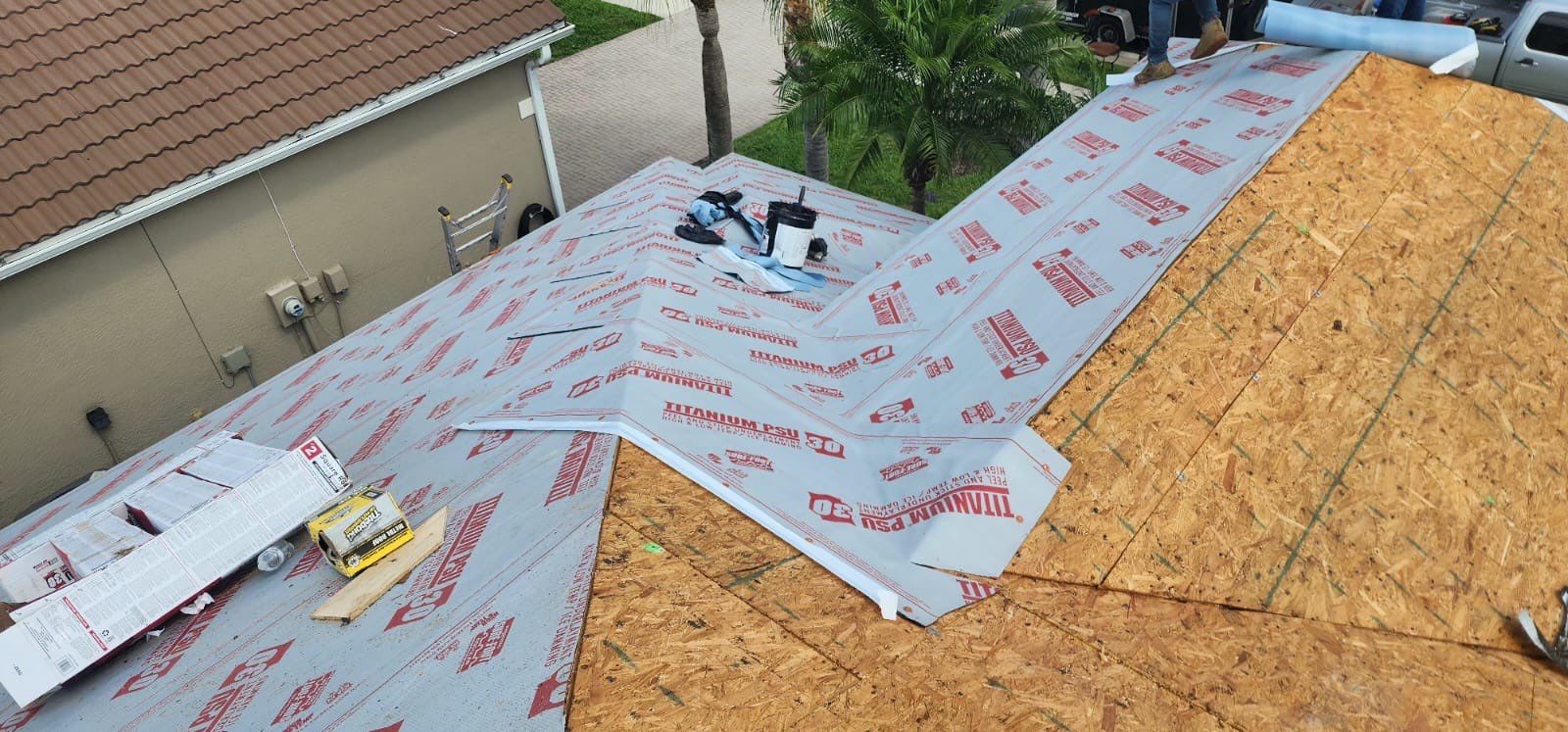 Standing seam gray metal roof residential