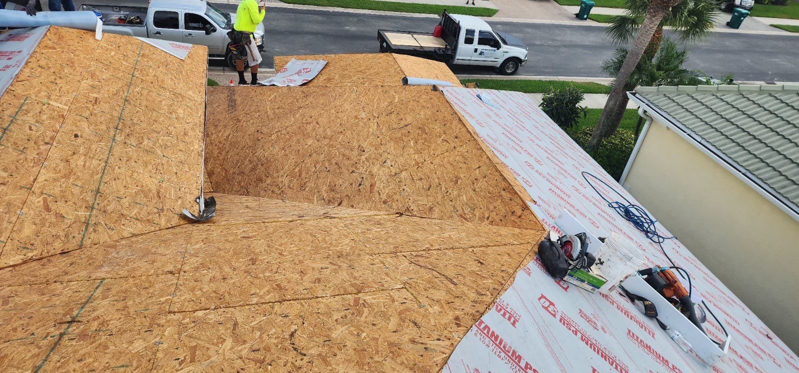 Dark gray shingle roof residential completed