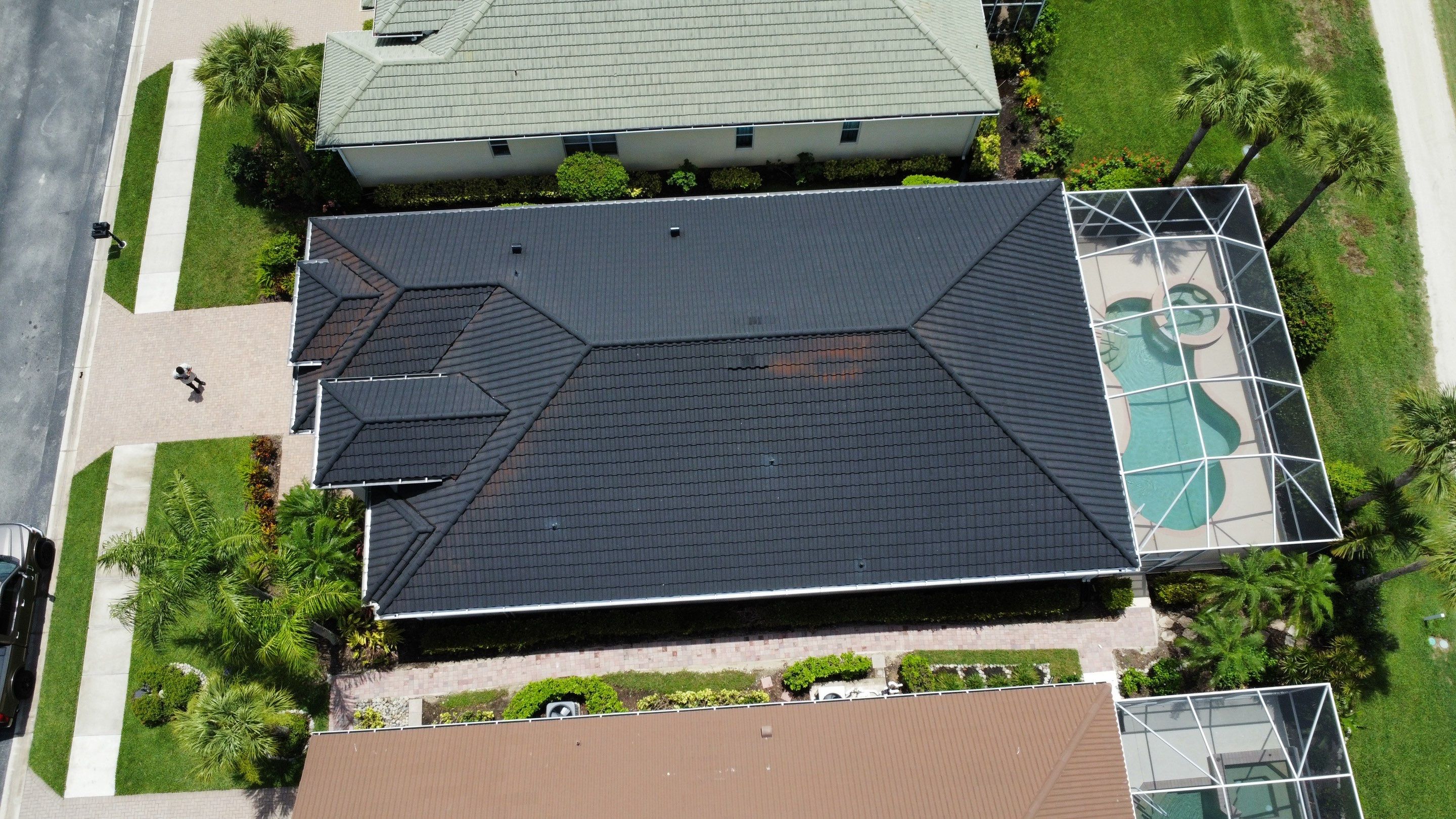 Gray shingle roof residential installation work